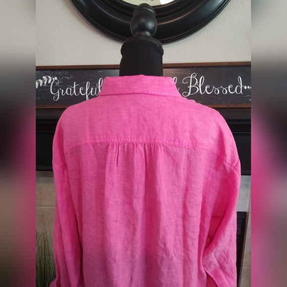Lands' End Bold Pink Collared Shirt - Picture 6 of 10